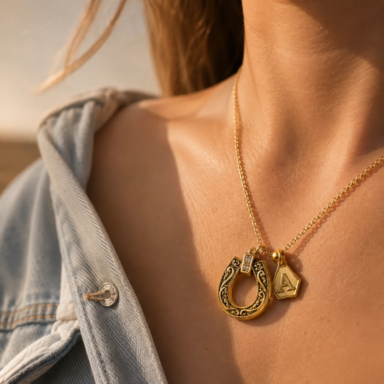 Horseshoe Initial Necklace