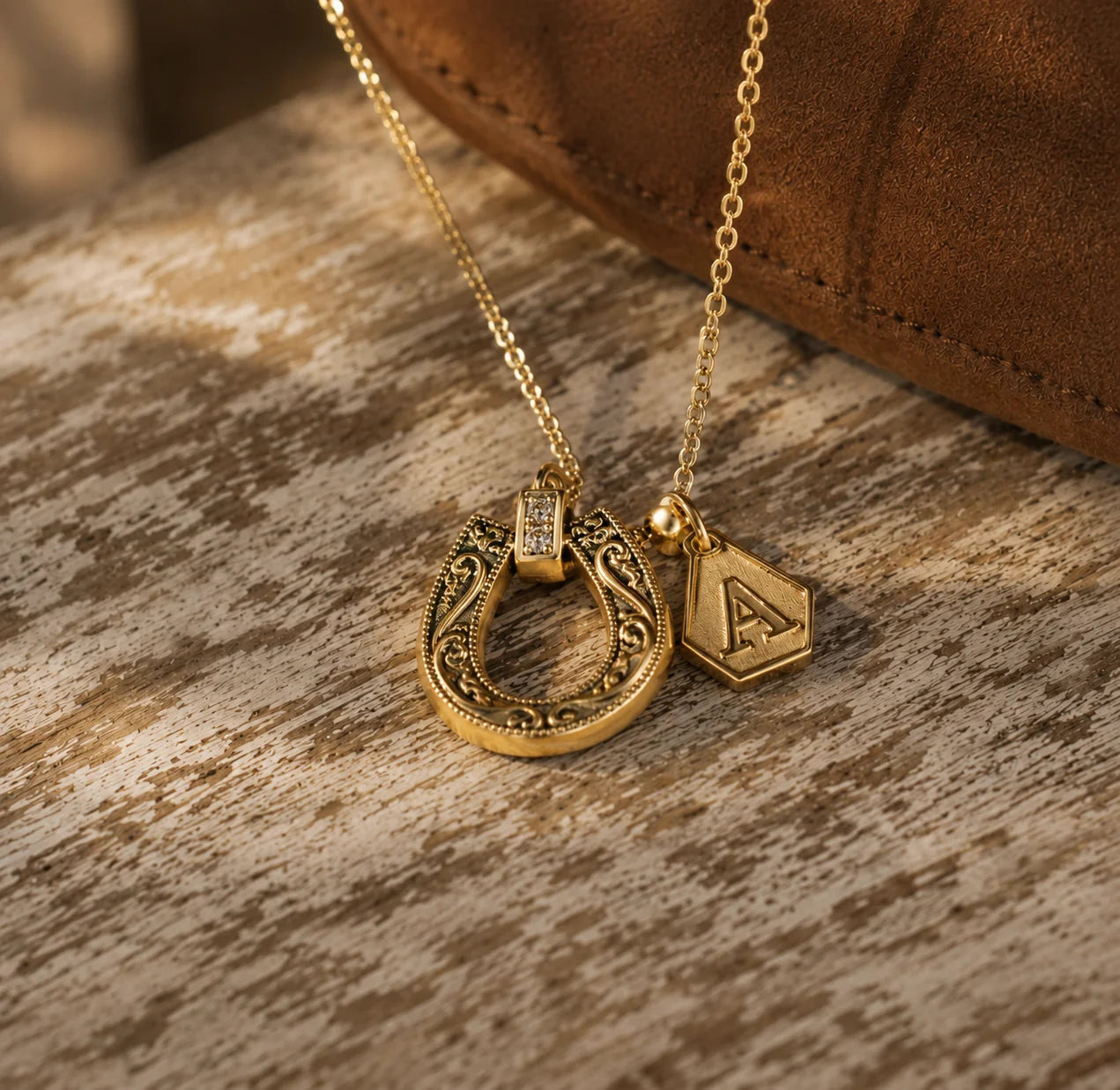 Horseshoe Initial Necklace