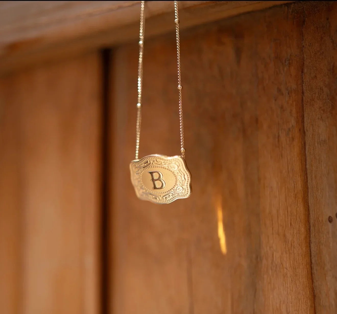 Mini Belt Buckle Initial Necklace